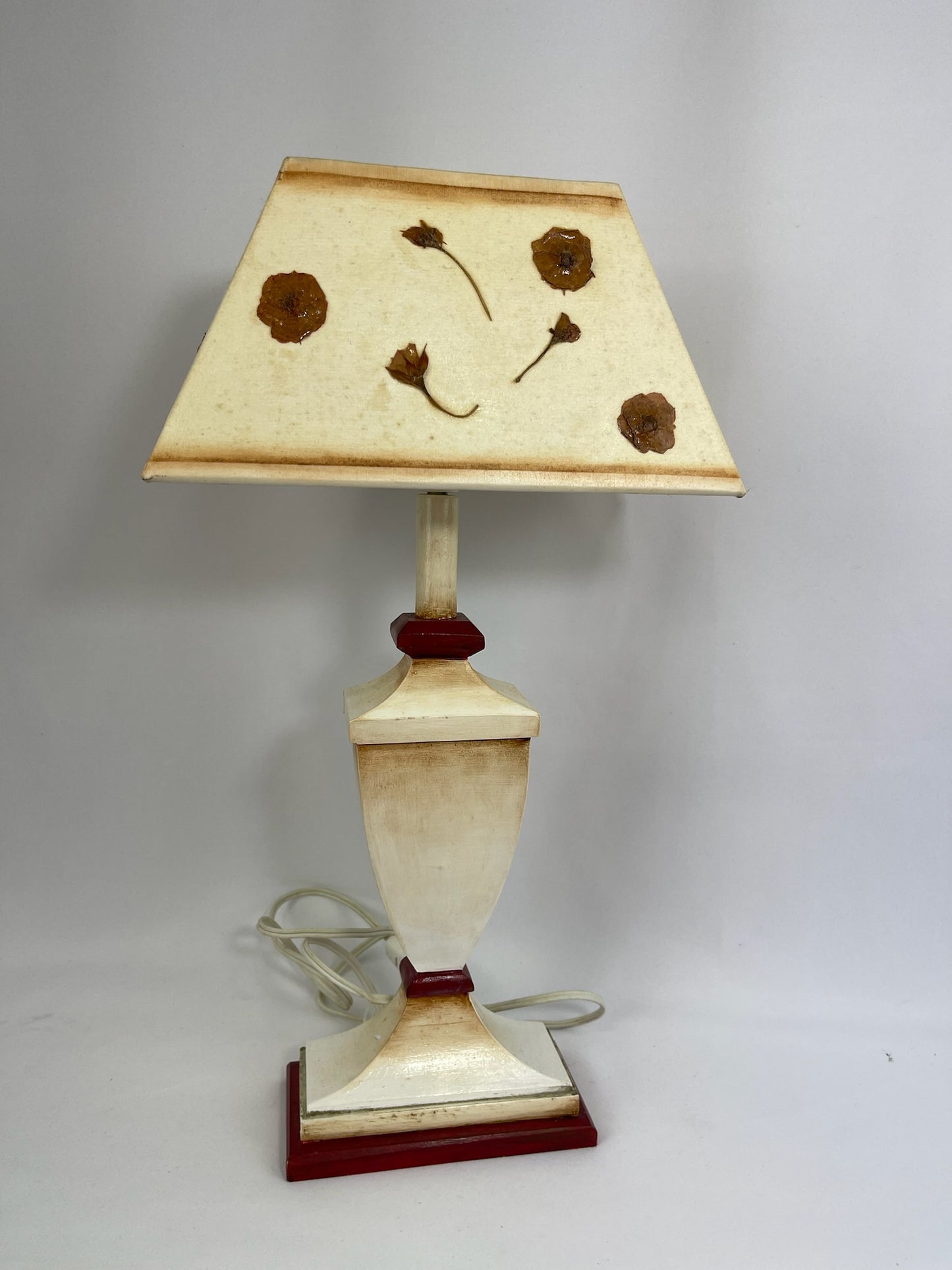 Handmade Table Lamp with Preserved Flowers