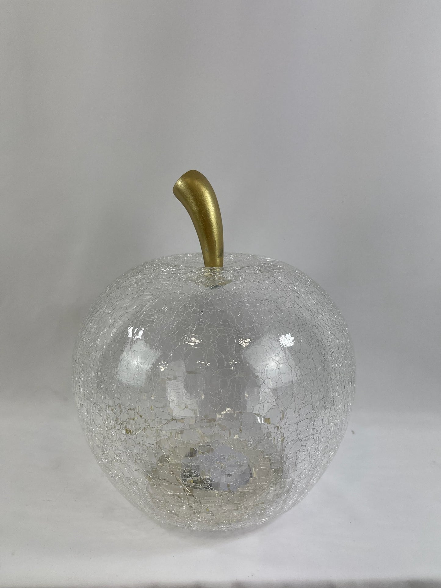 Decorative Illuminated Crackled Glass Apple