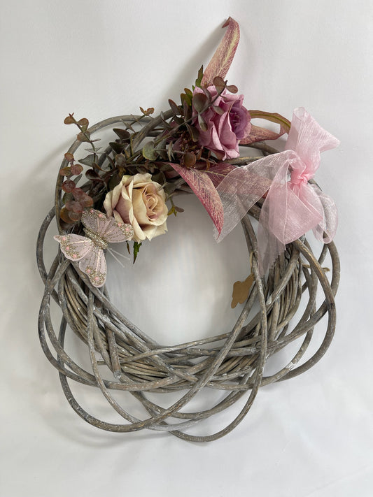Corona Rustica Gris  Flor de Ensueño - Detalles Artesanales