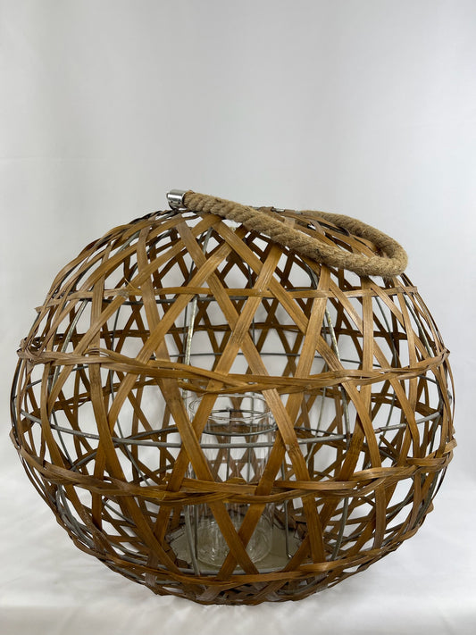 Velón de Luz: Lámpara Decorativa de Bambú Natural Redondo