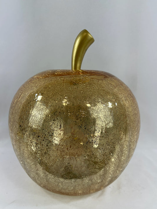 Manzana Iluminada Decorativa de Cristal Craquelado